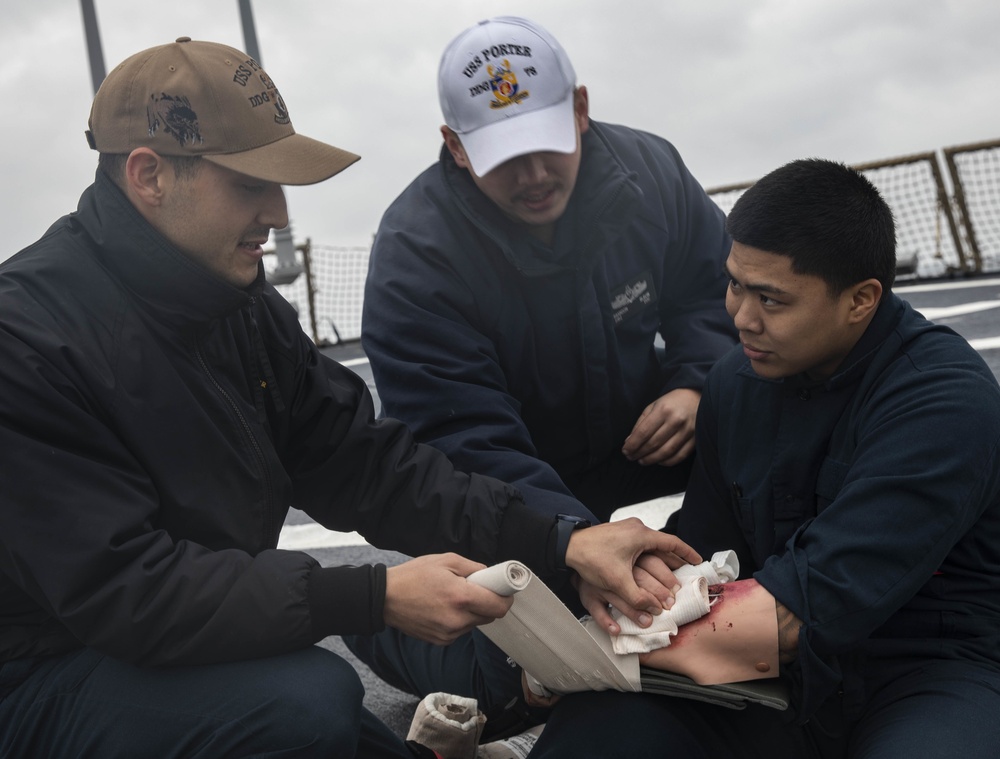 USS Porter Emergency Flight Quarters Drill