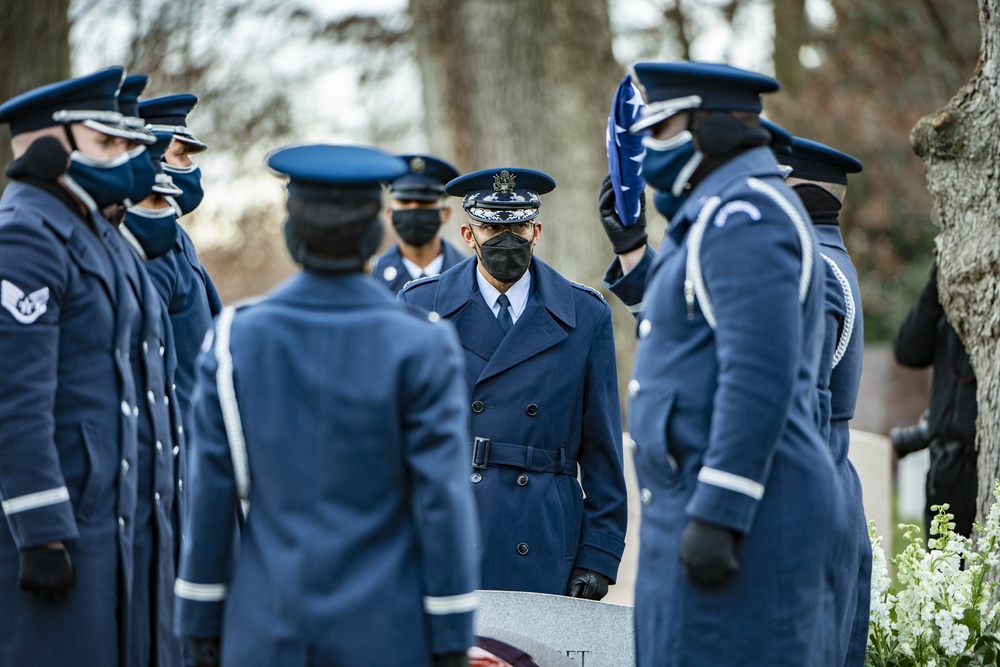 Modified Military Funeral Honors with Funeral Escort are Conducted for U.S. Air Force Lt. Gen. Brent Scowcroft in Section 30