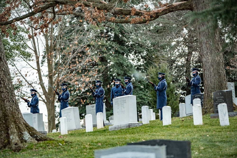 Modified Military Funeral Honors with Funeral Escort are Conducted for U.S. Air Force Lt. Gen. Brent Scowcroft in Section 30