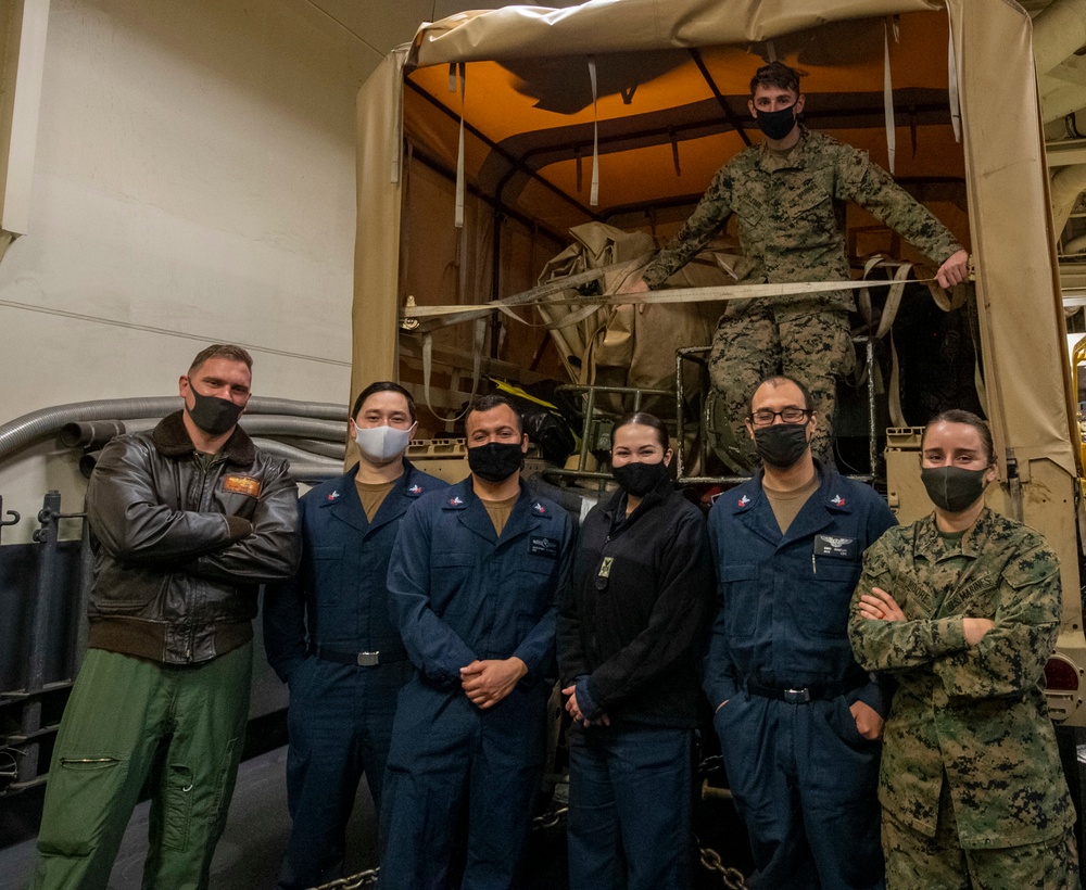 USS America (LHA 6) Sailors and Marines participate in training.