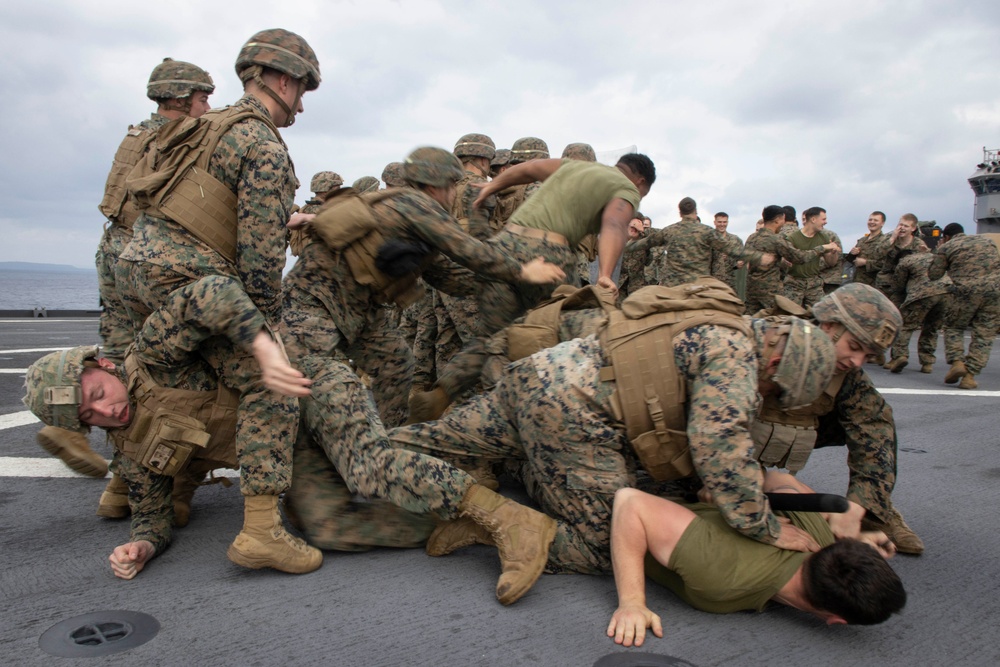 DVIDS - Images - BLT 3/4 practices riot control on the flight deck ...