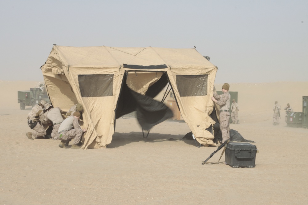 TACR: 15th MEU Marines, Sailors set up forward operating base at Camp Buehring, Kuwait