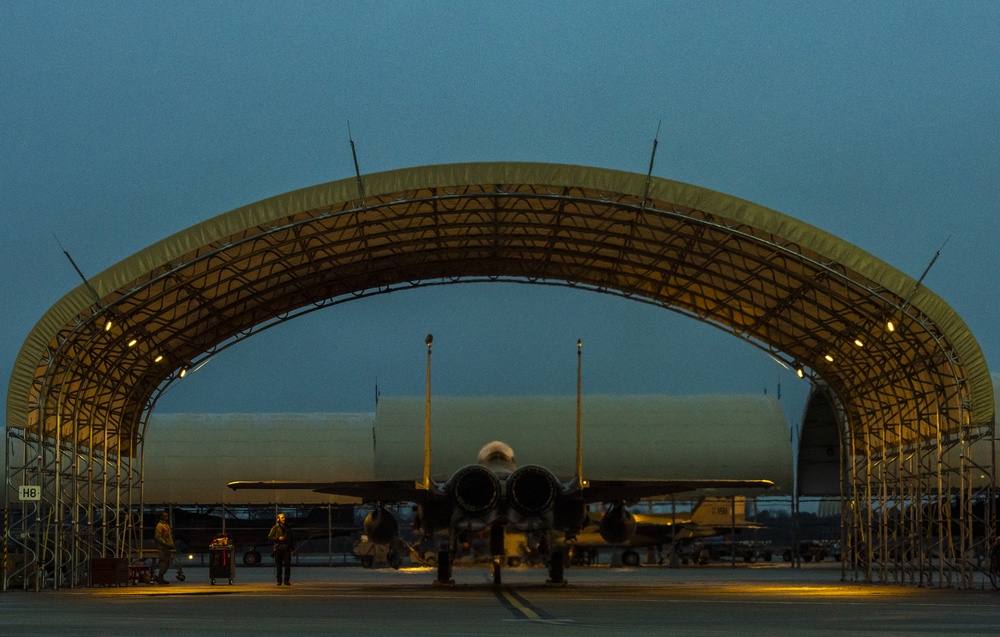 Seymour Johnson Air Force Base Rainy Winter Flightline