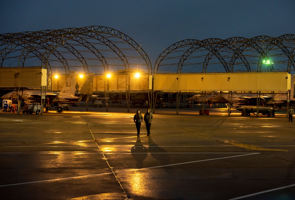 Seymour Johnson Air Force Base Rainy Winter Flightline