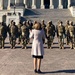 Speaker Nancy Pelosi speaks with NY National Guard Airmen