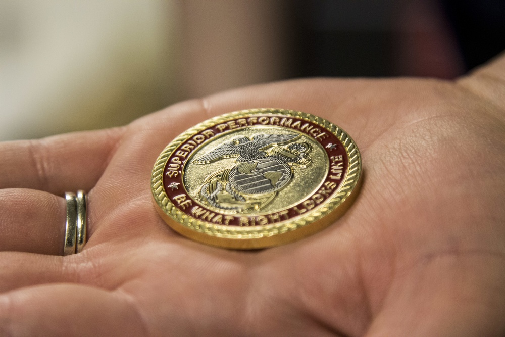 MARSOC Commanding General Presents Coin for Outstanding Performance