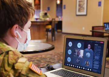 LTG Dingle talks with members of UAMTF 328-1 through TEAMS