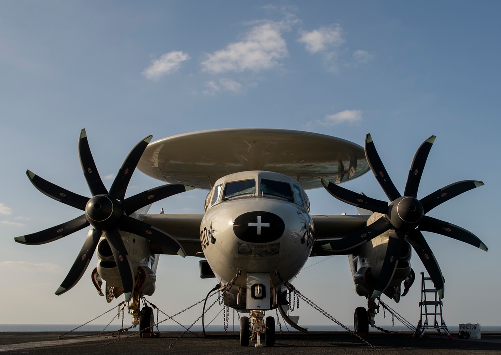 Hawkeye Rests On Flight Deck