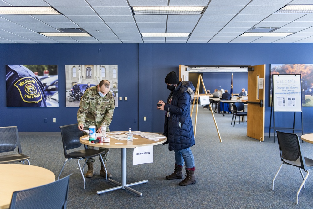 Michigan National Guard, Administers the COVID-19 Vaccine to front line workers.