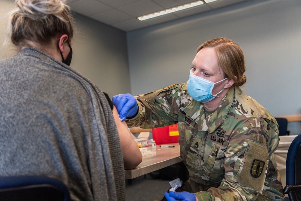 Michigan National Guard, Administers the COVID-19 Vaccine to front line workers.