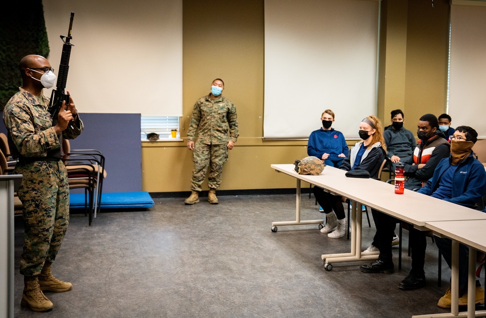 U.S. Marine Corps Poolees learn basic weapons safety
