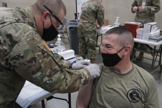 Command Sgt Maj. Michael Perry Receives 2nd Dose of COVID -19 Vaccine