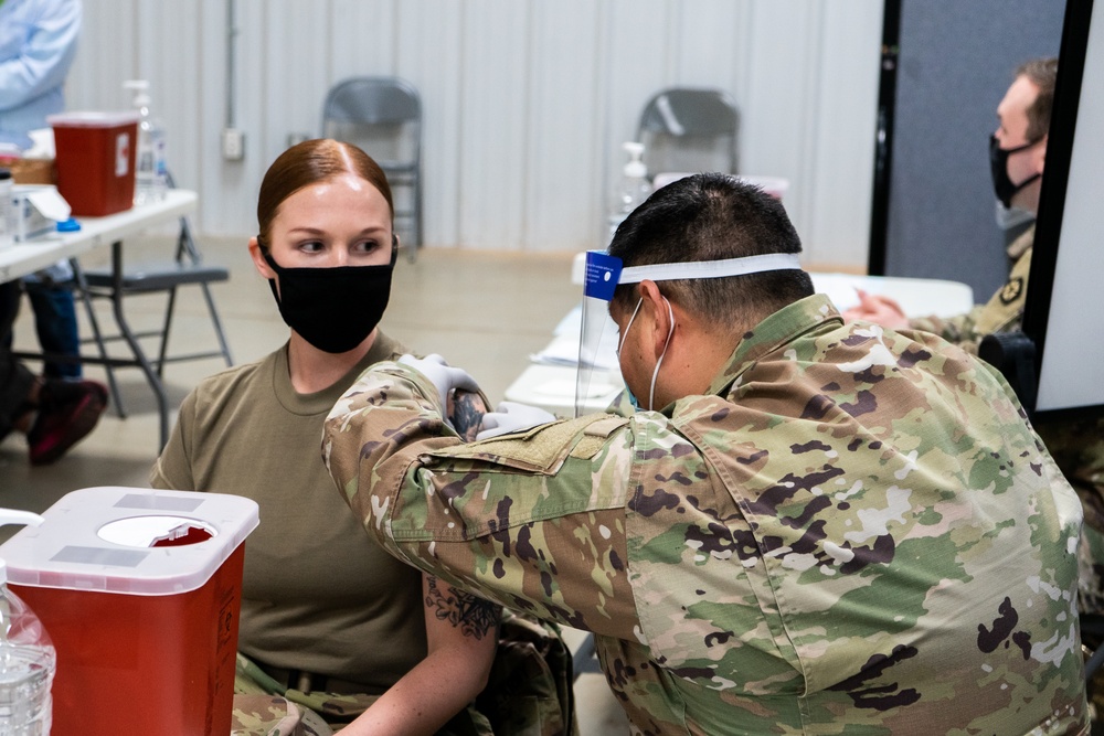 Spc. Carli Riley Recieves COVID-19 Vaccine