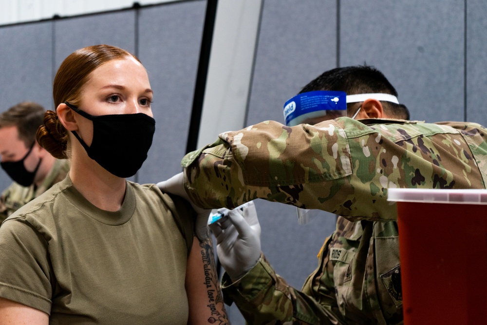 Spc. Carli Riley Recieves the COVID-19 Vaccine