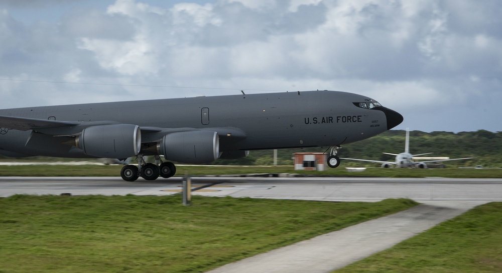 Iowa Air National Guard KC-135 land at Andersen Air Force Base