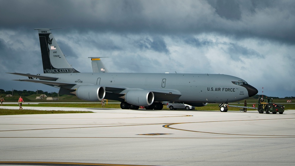 Iowa Air National Guard KC-135 land at Andersen Air Force Base