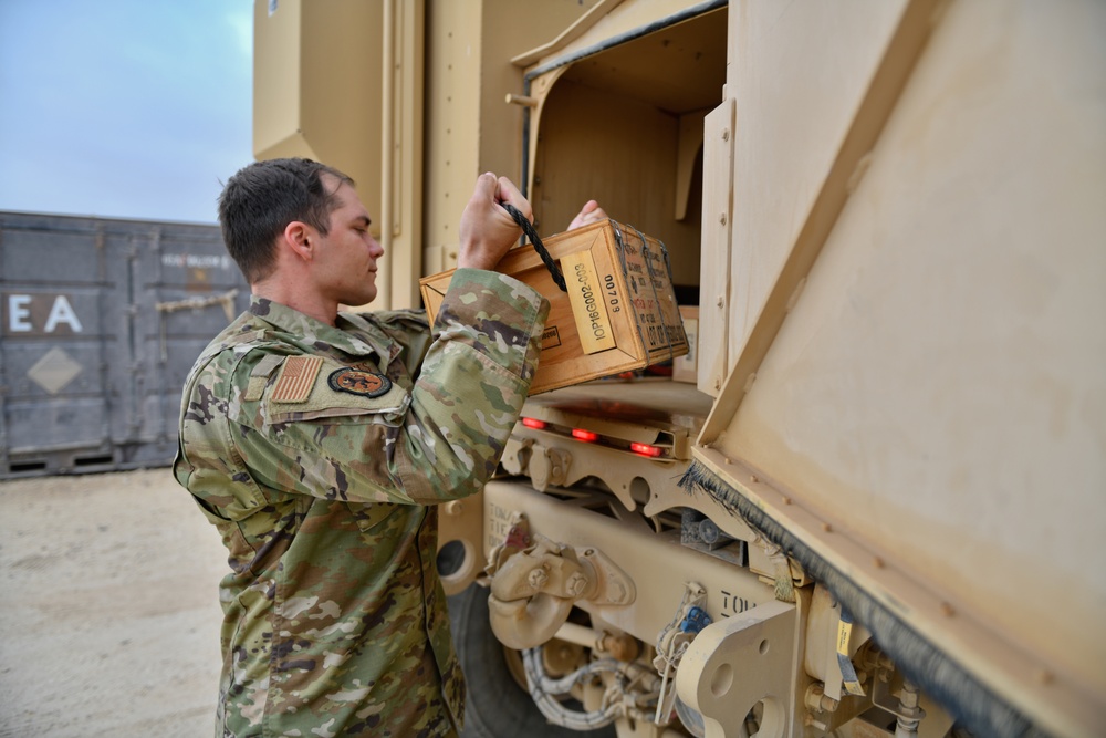 Members of the 332 Air Expeditionary Wing EOD Perform Ordnance Disposal