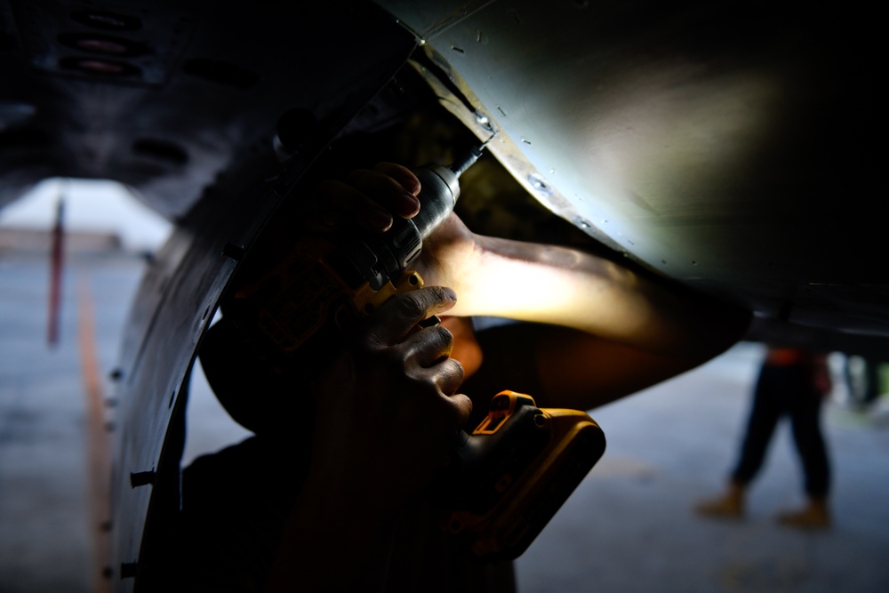 Members of the 332 Air Expeditionary Wing Perform Routine Maintenance