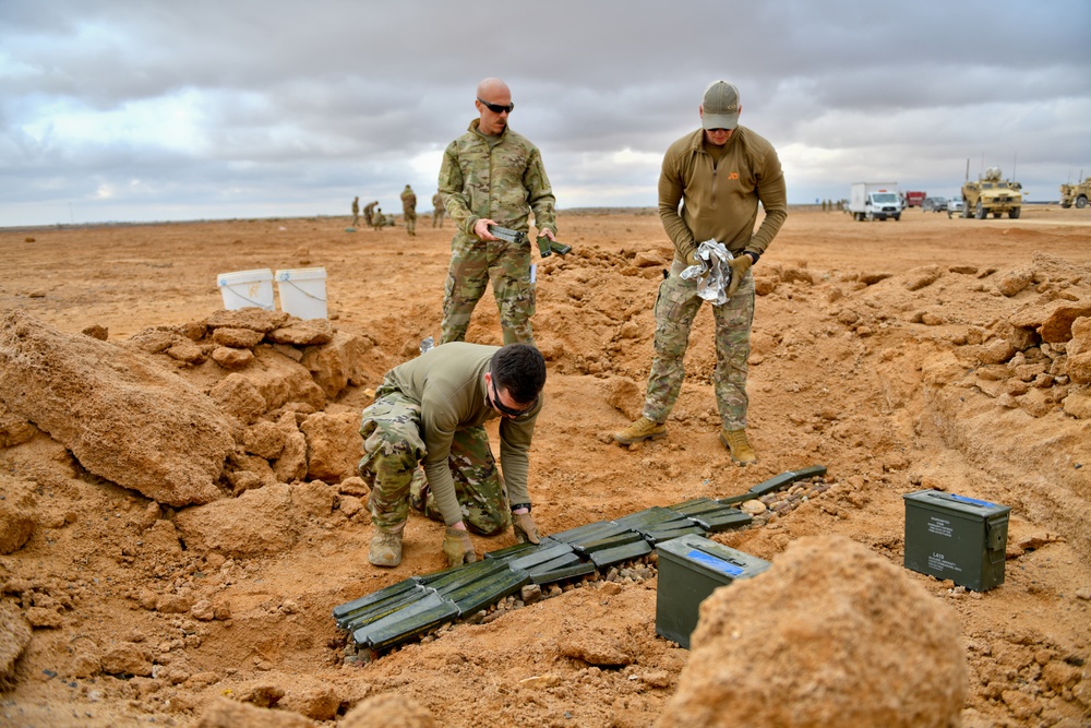 Members of the 332 Air Expeditionary Wing EOD Perform Ordnance Disposal