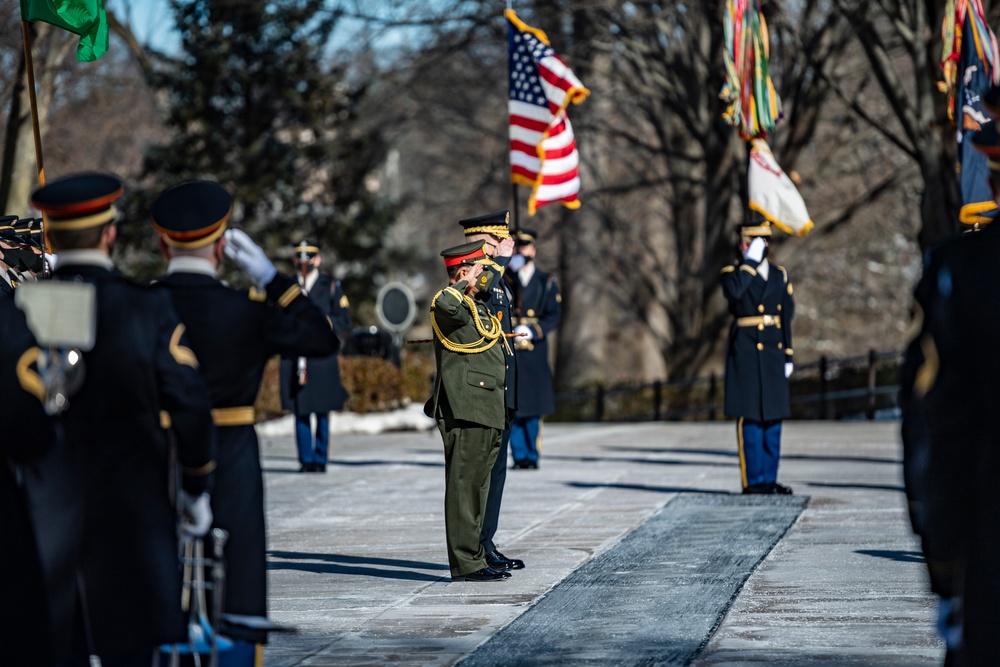 Chief of Army Staff of the Bangladesh Army Aziz Ahmed Participates in an Army Full Honors Wreath-Laying Ceremony at the Tomb of the Unknown Soldier