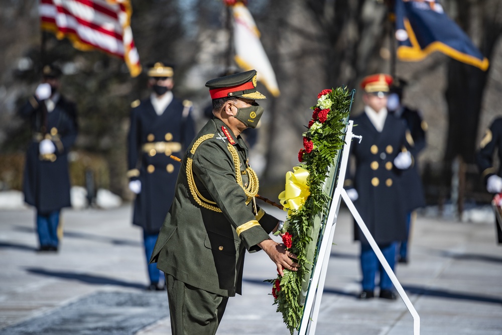 Chief of Army Staff of the Bangladesh Army Aziz Ahmed Participates in an Army Full Honors Wreath-Laying Ceremony at the Tomb of the Unknown Soldier