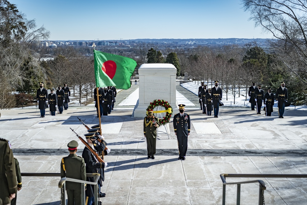 Chief of Army Staff of the Bangladesh Army Aziz Ahmed Participates in an Army Full Honors Wreath-Laying Ceremony at the Tomb of the Unknown Soldier