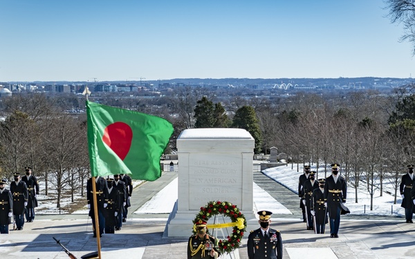 Chief of Army Staff of the Bangladesh Army Aziz Ahmed Participates in an Army Full Honors Wreath-Laying Ceremony at the Tomb of the Unknown Soldier