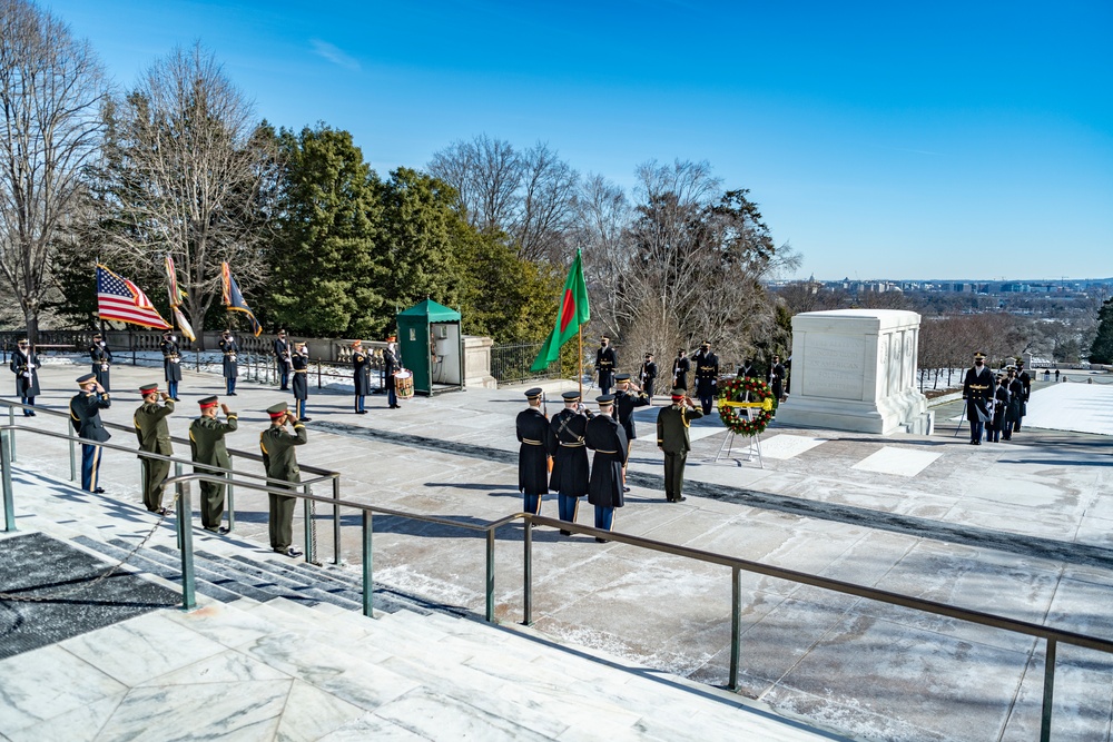 Chief of Army Staff of the Bangladesh Army Aziz Ahmed Participates in an Army Full Honors Wreath-Laying Ceremony at the Tomb of the Unknown Soldier