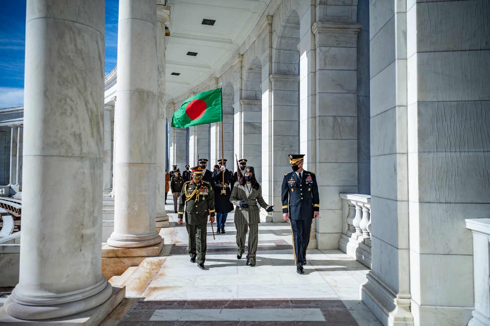 Chief of Army Staff of the Bangladesh Army Aziz Ahmed Participates in an Army Full Honors Wreath-Laying Ceremony at the Tomb of the Unknown Soldier