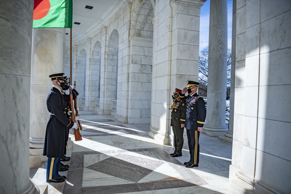 Chief of Army Staff of the Bangladesh Army Aziz Ahmed Participates in an Army Full Honors Wreath-Laying Ceremony at the Tomb of the Unknown Soldier