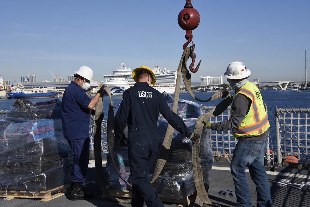 Coast Guard Cutter Campbell offloads approximately 7,250 pounds of cocaine at Port Everglades