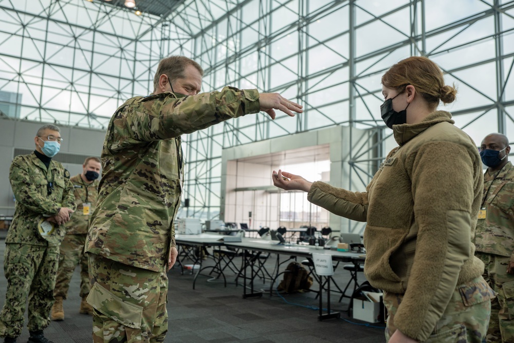 NY Guard Brig. Gen. David Warager visits troops at Javits Center in support of state efforts to administer COVID-19 vaccines