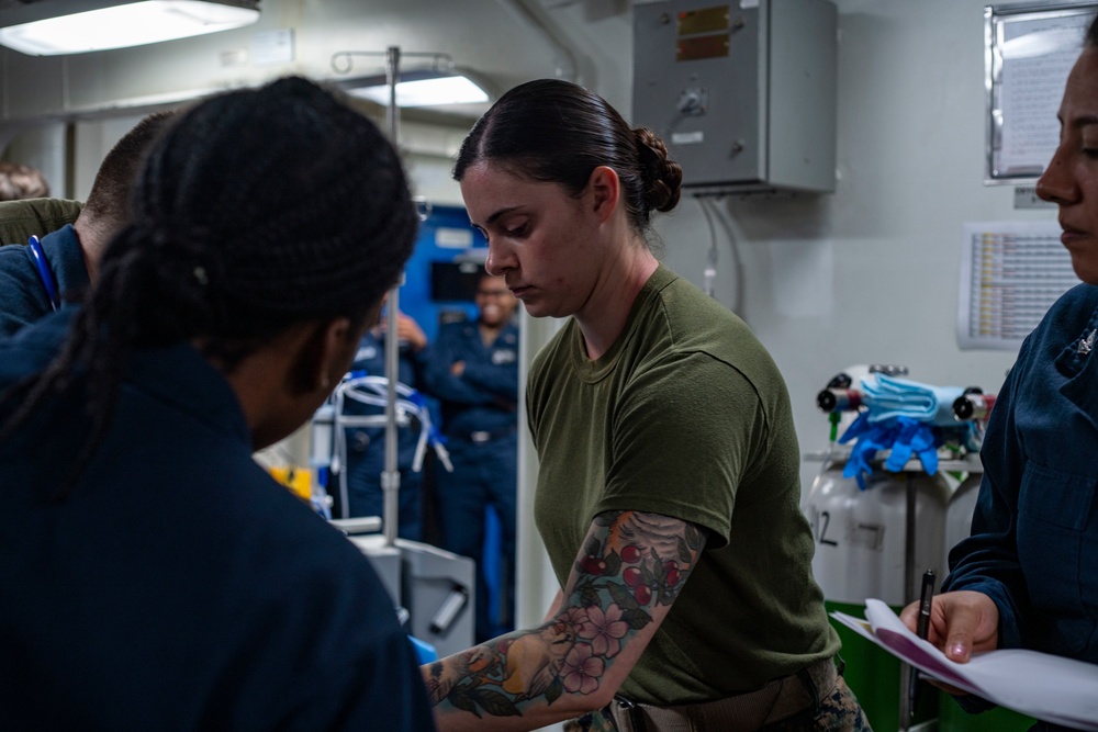 Sailors aboard USS Makin Island conduct mass casualty training event