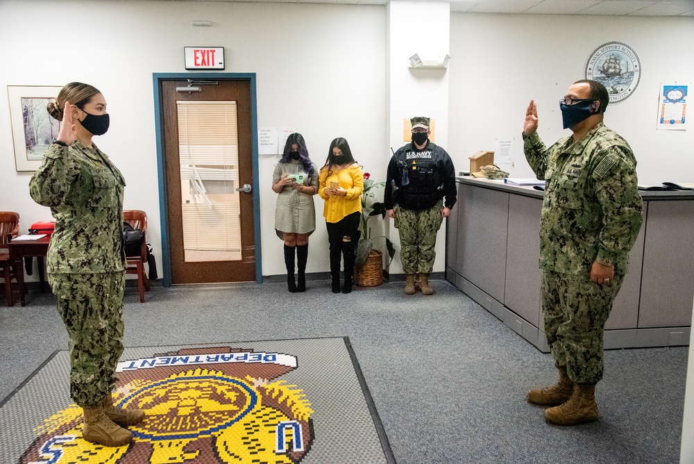 MA3 Mackenzie Crockett reenlistment ceremony