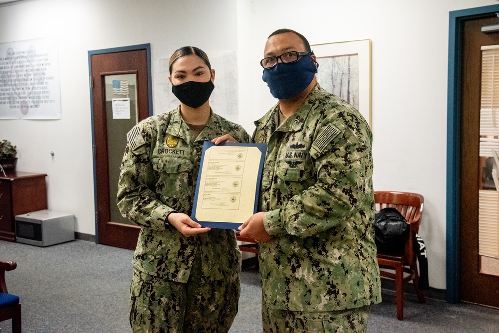 MA3 Mackenzie Crockett reenlistment ceremony