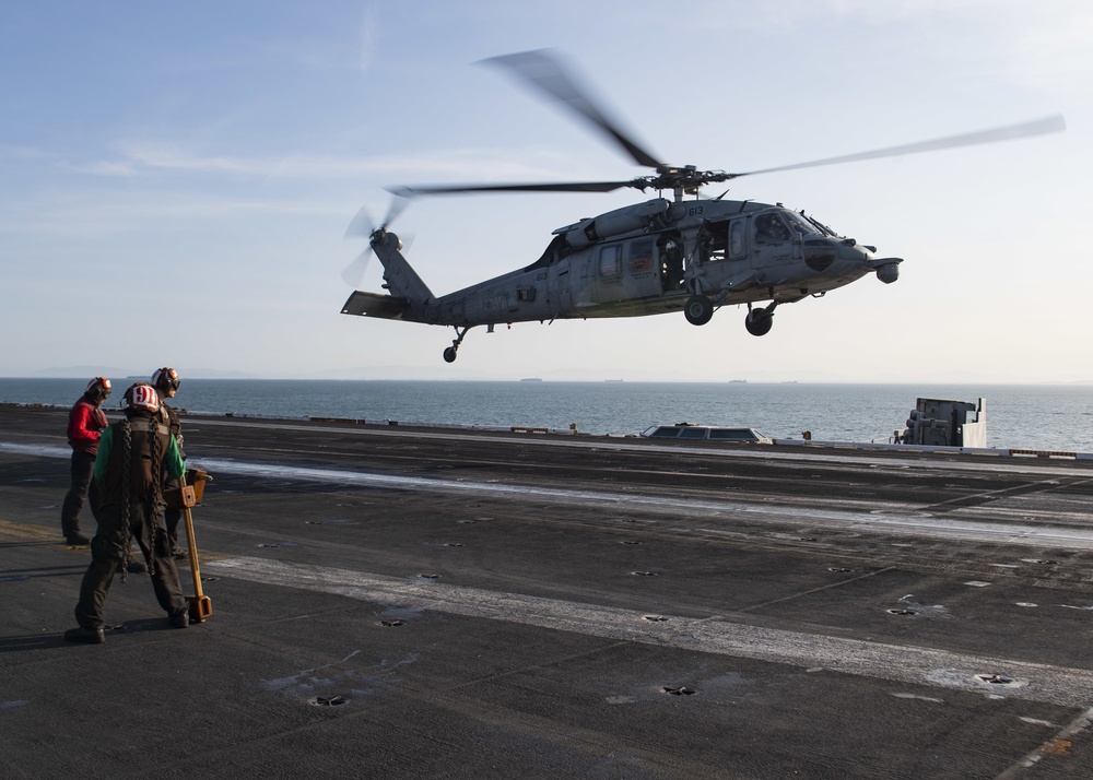 USS Nimitz Transits Strait Of Malacca