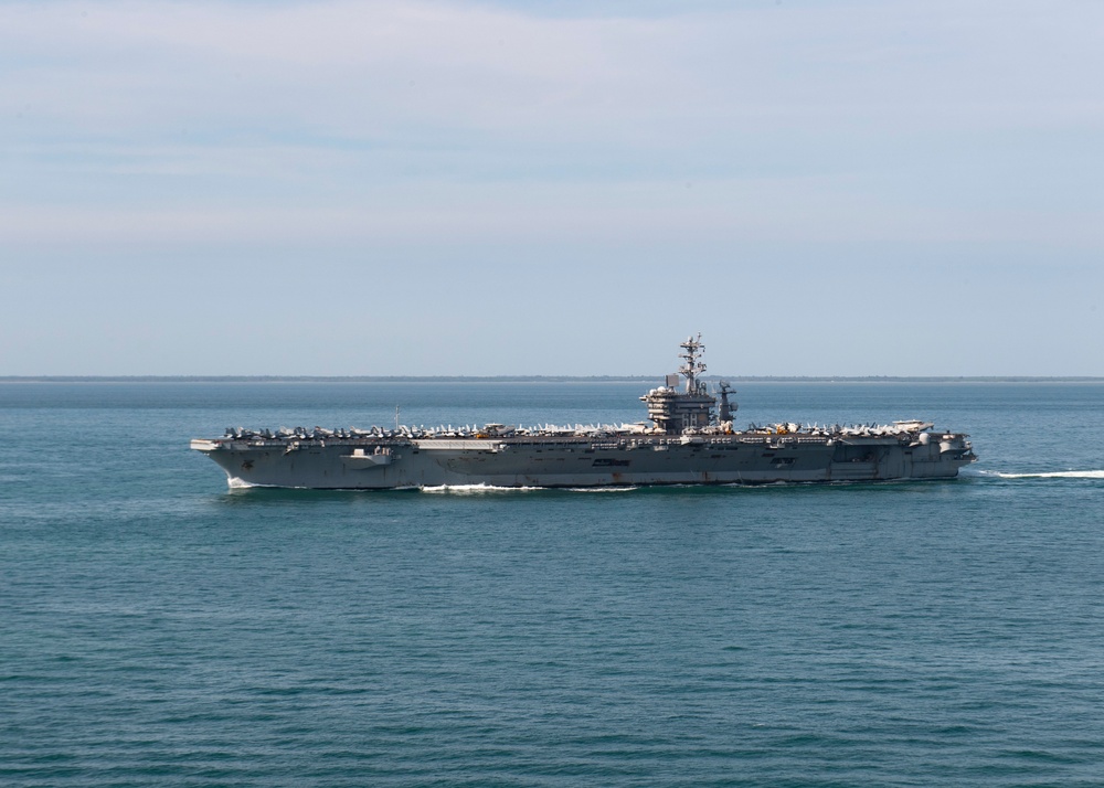 USS Nimitz Transits Strait Of Malacca