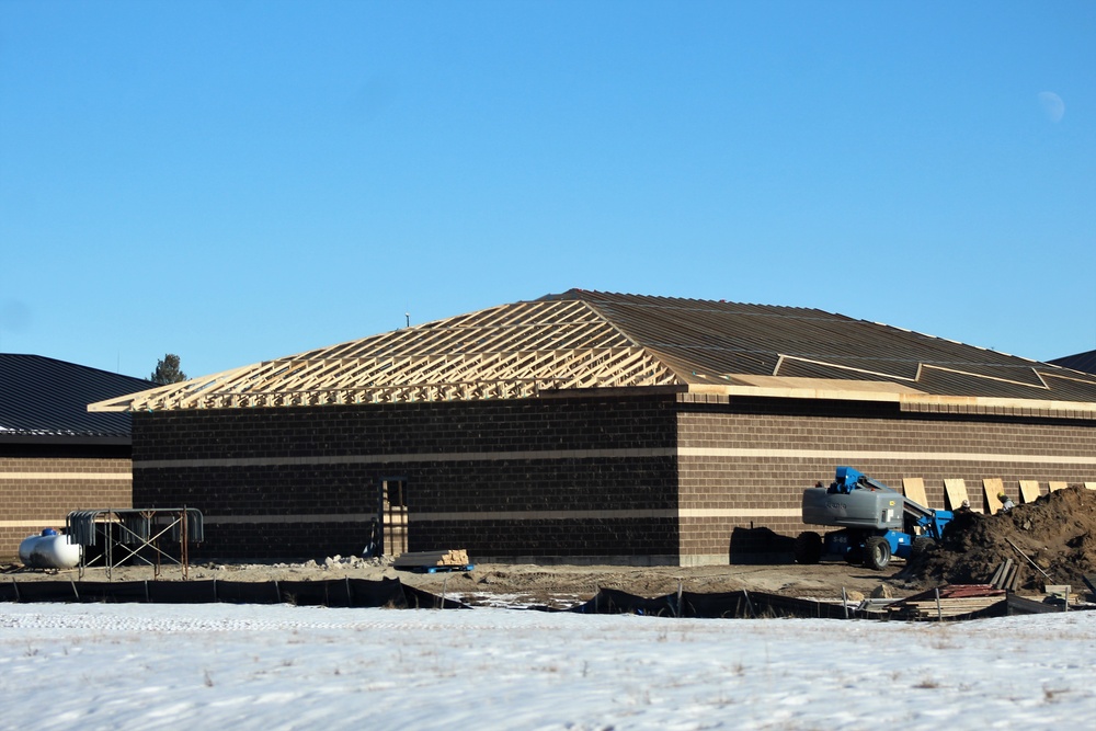 Last of 6 new simulations buildings under construction at Fort McCoy