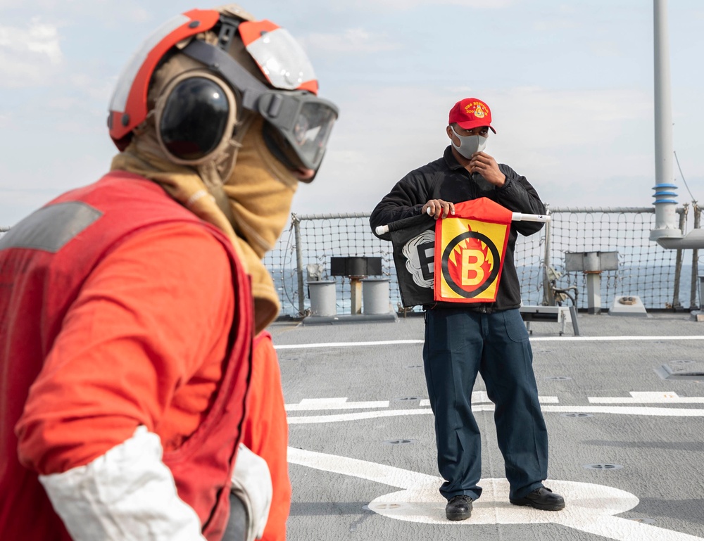 Sailors Conduct Flight Deck Drill