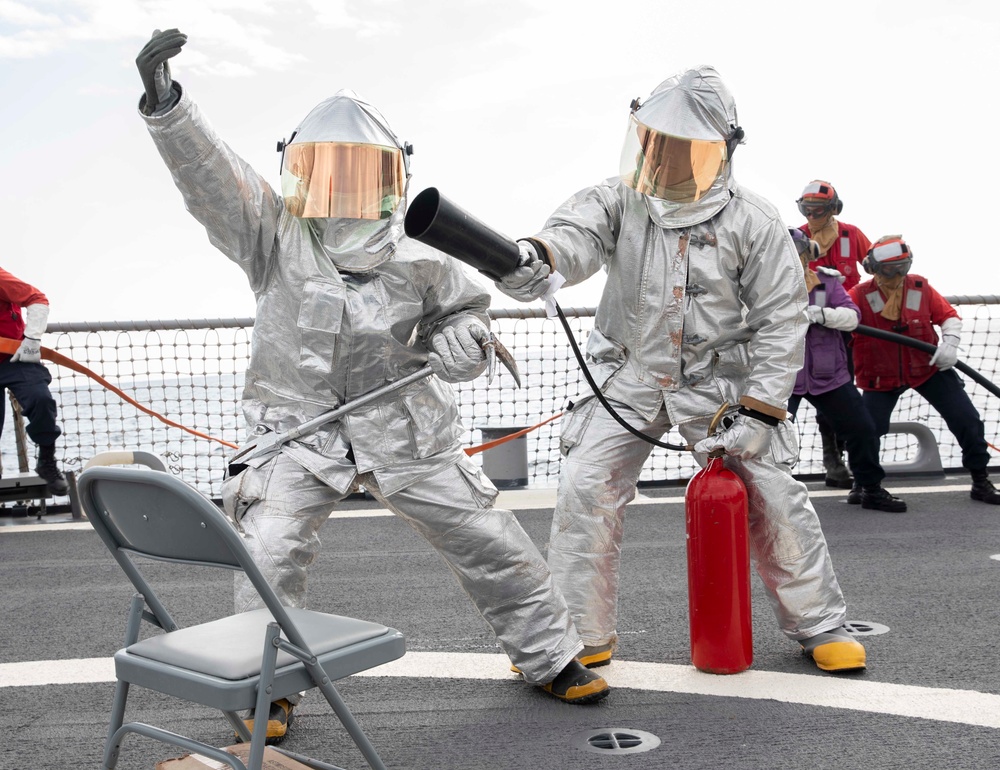 Sailors Conduct Flight Deck Drill