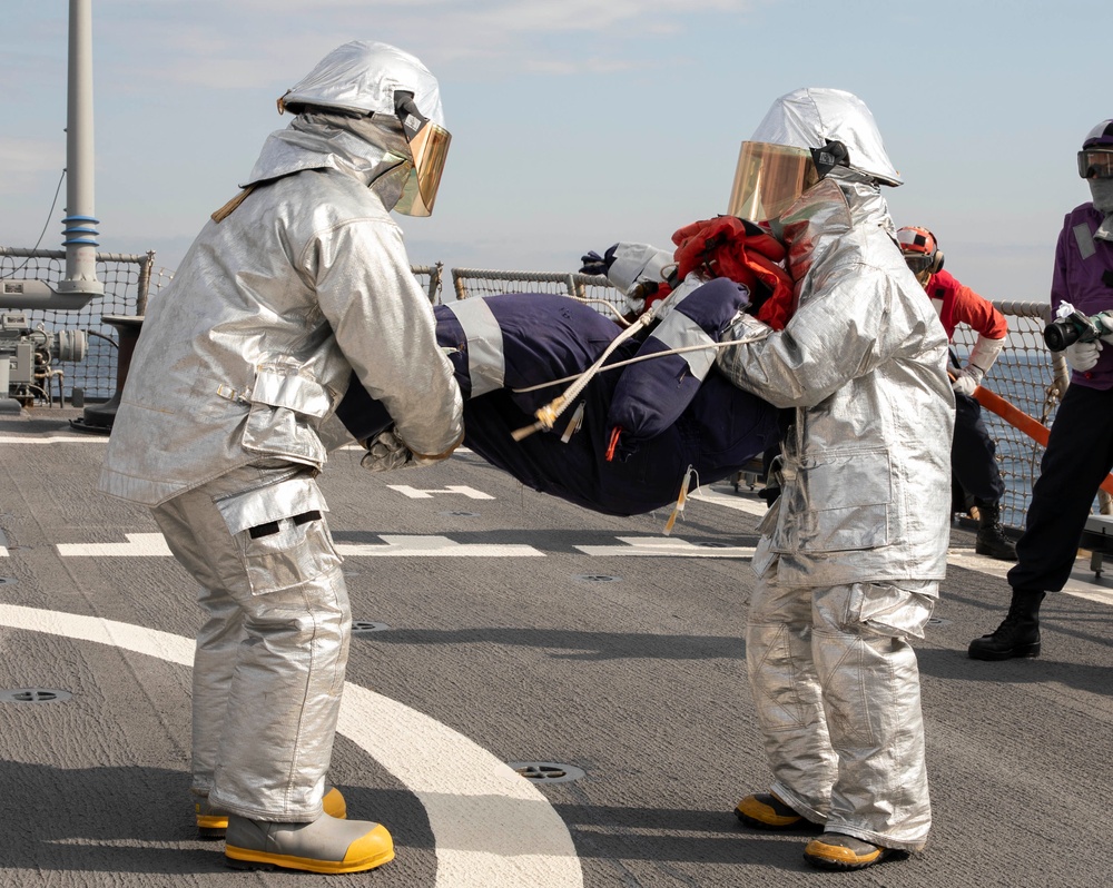 Sailors Conduct Flight Deck Drill