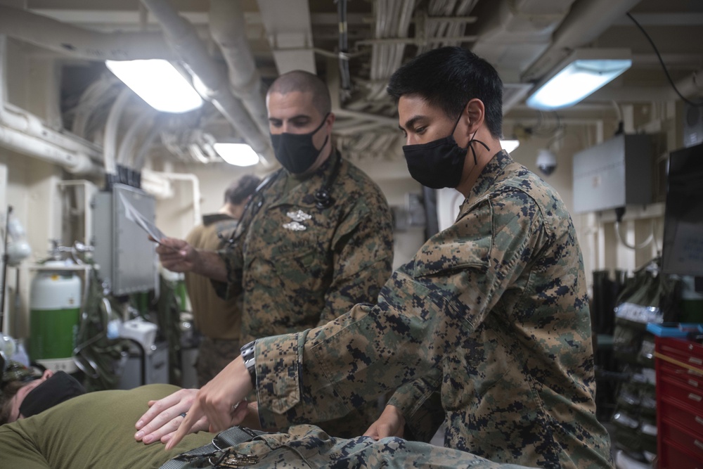 15th MEU Marines, Sailors rehearse mass casualty procedures aboard USS San Diego