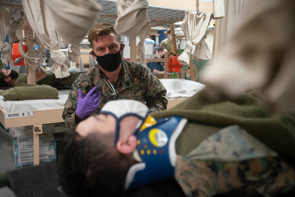 15th MEU Marines, Sailors rehearse mass casualty procedures aboard USS San Diego