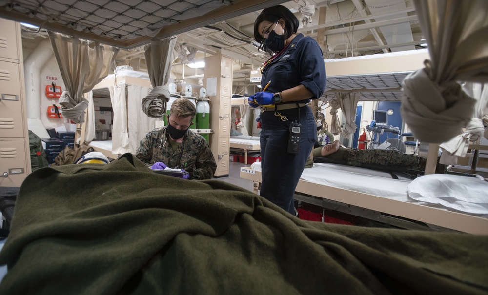 15th MEU Marines, Sailors rehearse mass casualty procedures aboard USS San Diego