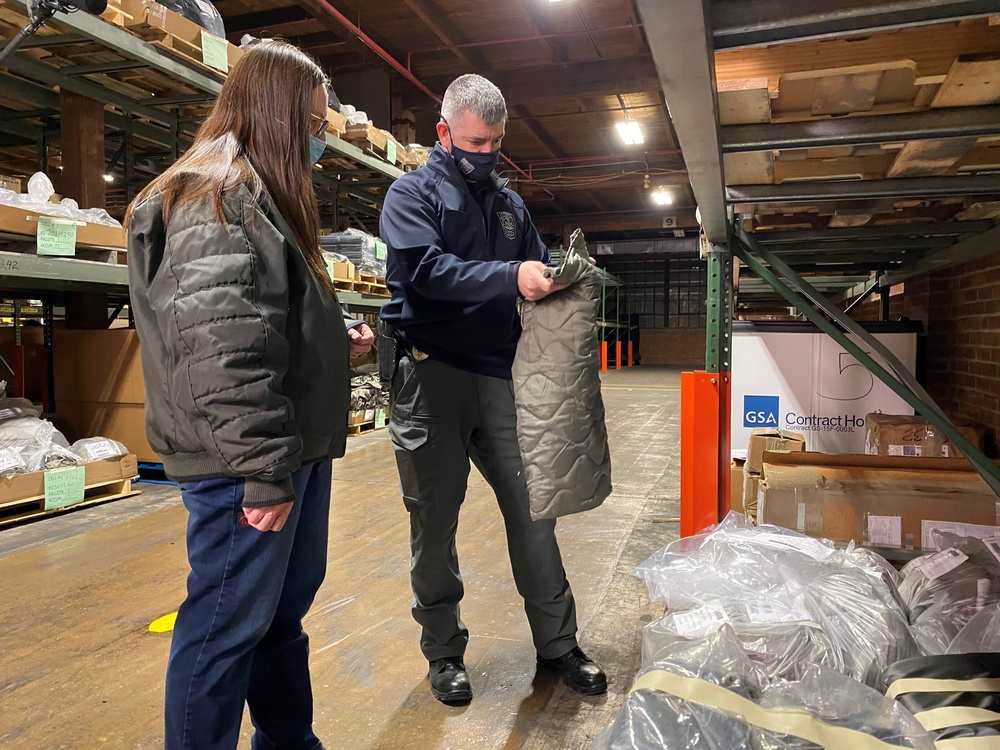 Reuse, Transfer and Donation Specialist Cindy Anderson checks out property with Newberry Police Dept. Officer Kevin Romine