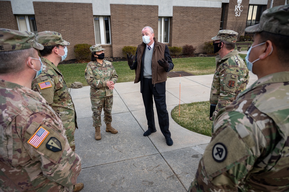 Gov. Murphy visits New Jersey Soldiers assisting at vaccine site