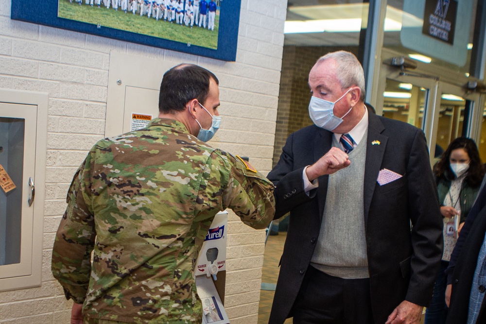 Gov. Murphy visits New Jersey Soldiers assisting at vaccine site