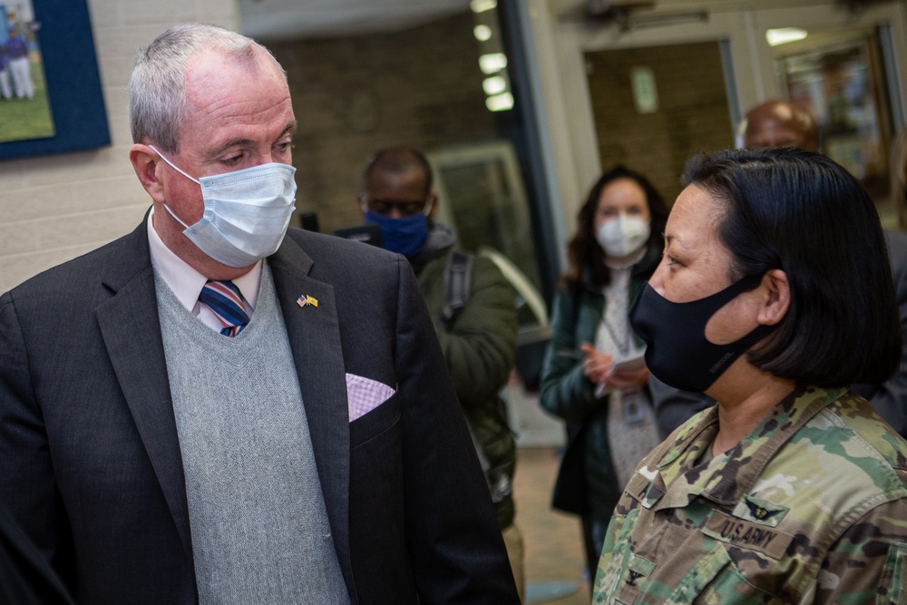 Gov. Murphy visits New Jersey Soldiers assisting at vaccine site