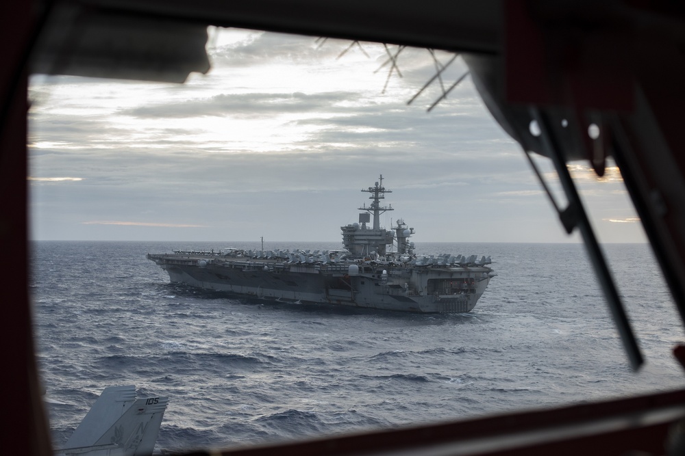 Nimitz and TR conduct dual carrier operations in the Indo-Pacific.