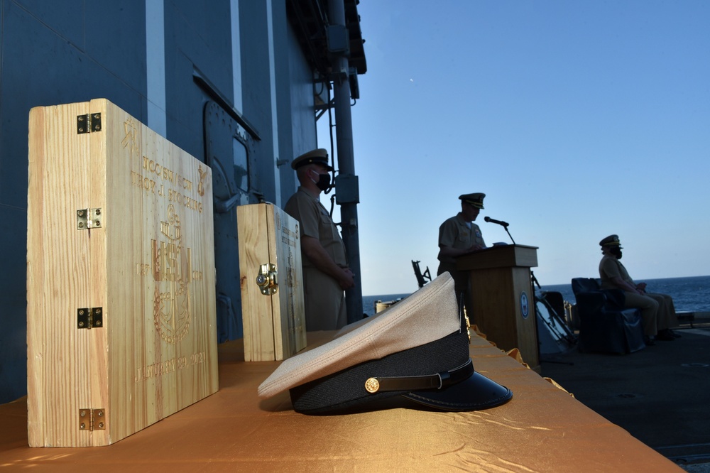 USS PHILIPPINE SEA CPO PINNING CEREMONY AT SEA/DEPLOYMENT